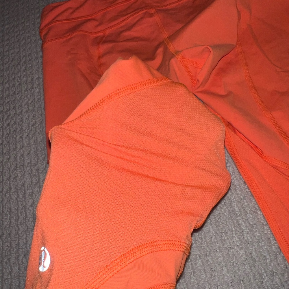 Lululemon size 4 neon orange cropped mesh running leggings - Picture 7 of 7